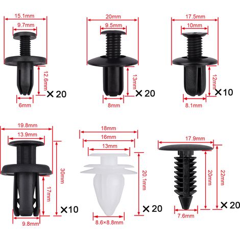 100pcs automotive plastic expansion bolts, screw clips, bumper, mudguard, fender, trunk latches (1/3)