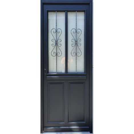 Gd Menuiseries – Porte d'entrée bois vitrée Sobra H215 x L90 cm – Excellente isolation et sécurité – Conçue pour espaces résidentiels