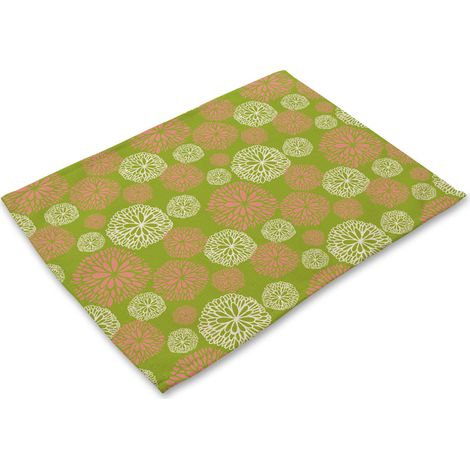 Tapis De Table Imprimé Fleurs - Antidérapant Et Isolant Thermique - Pour Assiettes Et Bols - Lot De 4 (1/2)