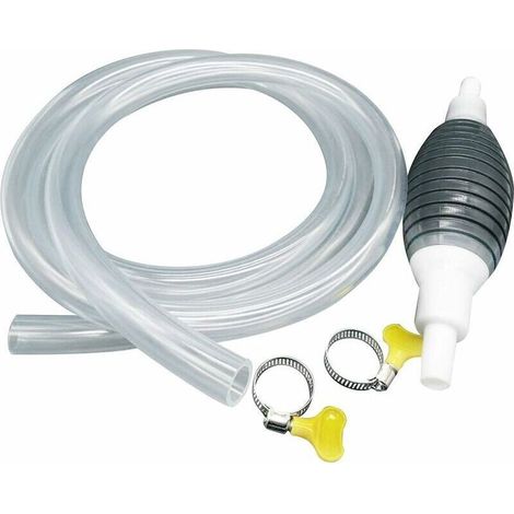 Pompe de transfert Pompe de Transfert de Carburant Manuelle Tuyau à Essence en Caoutchouc Portable Gasoline Siphon Hose Pump pour Diesel Huile Liquide Réservoir (2M), Ensoleillé (1/5)