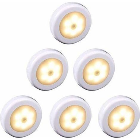 Lampe LED sans fil avec détecteur de mouvement – 6 pièces – Lumière chaude – Installation facile avec autocollant 3M – Pour placard et couloir (1/4)