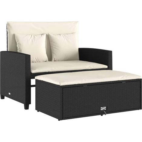 Maison Exclusive - Divano da Giardino con Cuscini a 2 Posti Nero in Polyrattan