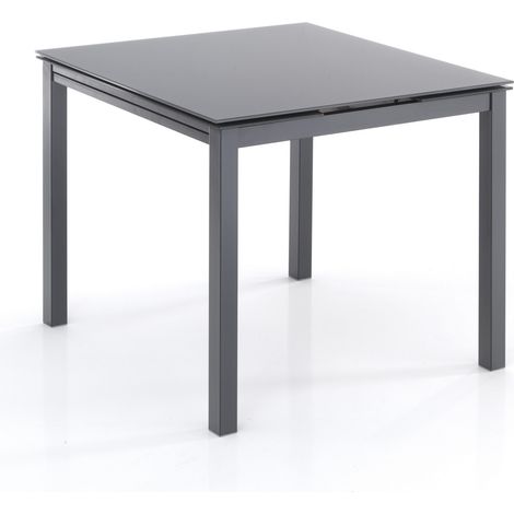 Tavolo allungabile in vetro e metallo grigio 90x90/150cm Lubbock Grey