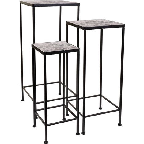 Set 3 soportes de macetas de metal negros