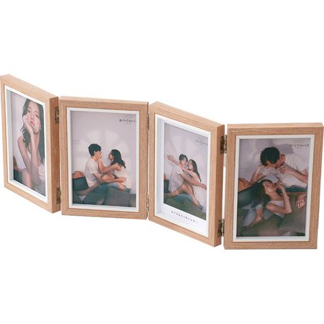 Cadre photo quatre parties - Cadre photo - Cadre pliable - 10 x 15 cm - Cadre pour 4 photos - Cadre collage - Cadre de 15 cm - Décoration intérieure - Noir (1/5)