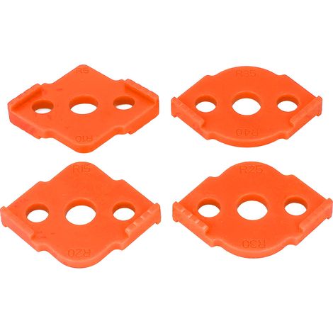 Gabarit de rayon de 4 pièces pour défonceuse, en ABS résistant à l'usure, pour le travail du bois. Gabarit d'angle demi-arrondi orange. (1/5)