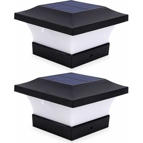 2er-Pack Solar-Pfostenleuchten für den Außenbereich für Zaun- und Terrassenleuchten, hohe Helligkeit, 6000 K weiße LED-Solarleuchten für 4 x 4, 5 x 5 oder 6 x 6 Pfosten