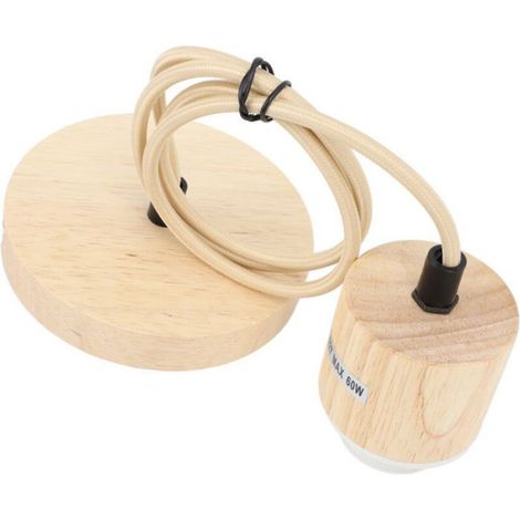 Support D'ampoule à Suspension en Bois, Support de Lampe en Bois de Bouleau Vintage avec Cable de 1 Mètre, Raccord E27 E26 (1/5)