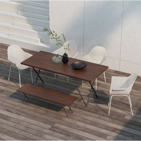 Lot de 4 chaises de jardin empilables avec dossier haut et accoudoirs, assises d’extérieur confortables en métal gris pour terrasse, balcon et repas  CHICFURN (1/5)