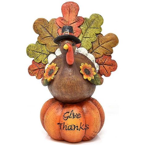 Thanksgiving-Kürbis-Truthahn-Statuen aus Kunstharz, Herbst- und Halloween-Dekoration