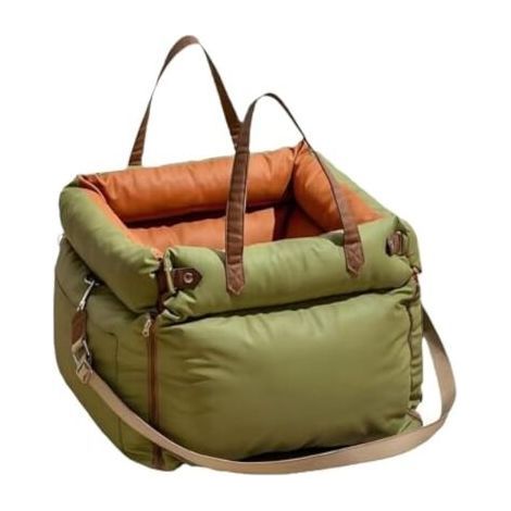Siège Auto pour Animaux de Compagnie, Vert en Cuir PU Imperméable avec Poches de Rangement, Confortable et Portable pour Chat ou Chien (1/5)
