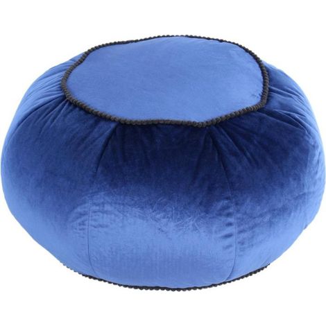 Pouf Rond en Velours "Taj Mahal" 65cm Bleu (1/3)