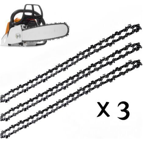 Lot de 3 chaînes de tronçonneuse 20 pouces 76 maillons Pas de 325'' Acier importé pour coupe lisse et rapide (1/4)