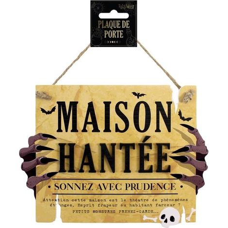 Plaque de porte en bois Halloween Maison Hantée 19,5cm (1/2)