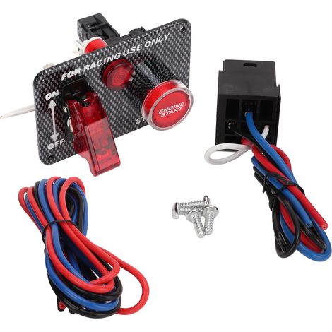 Kit de panneau de contacteur d'allumage 12 V 40 A, style course automobile, en alliage d'aluminium et fibre de carbone, universel pour automobile (1/5)