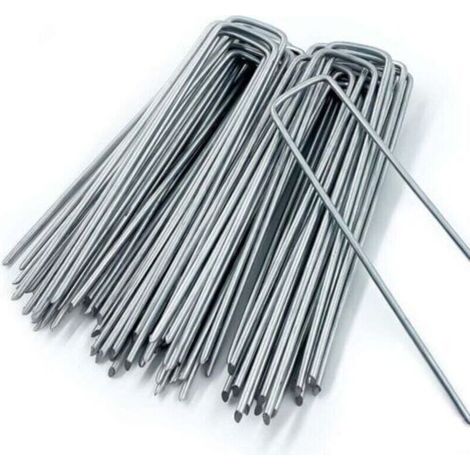 Piquets De Jardin En Forme De U - Acier Inoxydable - 150 X 40 X 3 Mm - Pour Bâches De Désherbage Et Paillage - Lot De 20 (1/3)