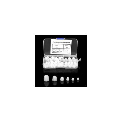 Kit Écrous Borgne Dôme M3/M4/M5/M6/M8/M10, 70 Pièces en Nylon - Hexagonal, Blanc, Haute Résistance