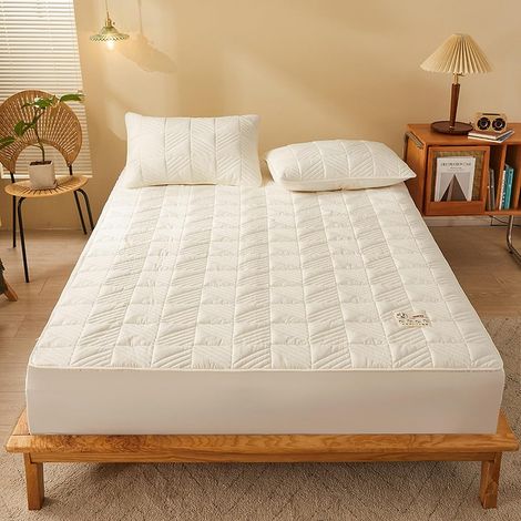 Bedding Matratzenschoner 180x200+30cm Leise und Atmungsaktiv Wasserdicht und Mikro Atmungsaktiv Matratzenbezug Weich und Leise Waschbar, Weiß (Kissenbezug nicht enthalten) (1/5)