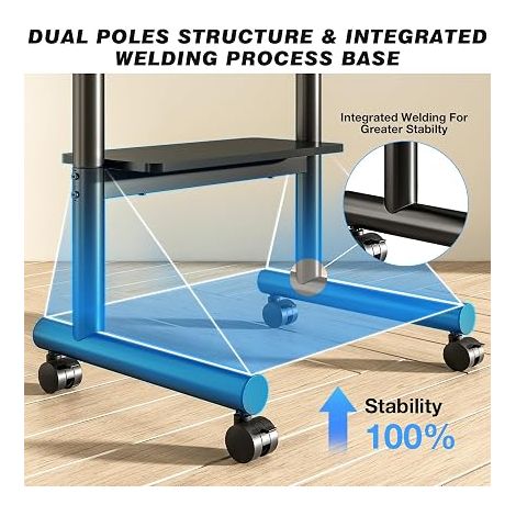 Support TV avec roues pour téléviseur LCD/LED/OLED 32 à 70 pouces, Support TV universel Hauteur réglable jusqu'à 50 kg, max. VESA 400 x 400 mm (1/4)