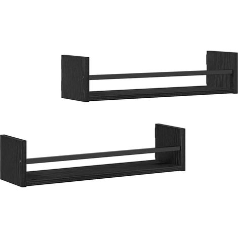 Maison Exclusive - Wandregal 2 pcs Schwarz Eichen-Optik 60 x 16 x (1/5)
