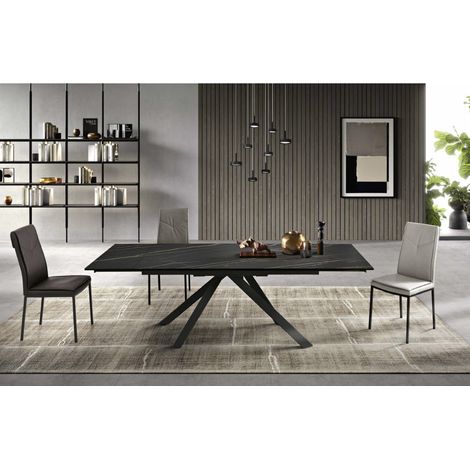 Tavolo allungabile 240 cm piano gre's porcellanato NESTORE Nero (1/5)