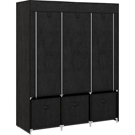 Armoire de rangement en tissu pliable avec 5 étagères, 2 tringles et 3 tiroirs en tissu 125L x 43l x 162.5H cm