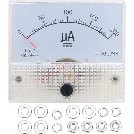 Ampèremètre analogique 85C1 DC 0-200µA, indicateur à aiguille de haute précision pour panneau de mesure de courant. (1/5)