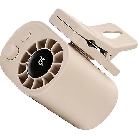 100 Speed  Portable Mini Clip on Fan, Rechargeable Personal With LED Display for Umbrella Desk Dorm Camping Stroller Travel Outdoors,Beige (1/5)