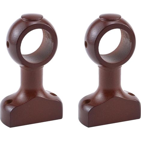 Support De Tringle À Rideaux - Bois - Pour Tringle 3 8 Cm - Marron - Lot De 2 (1/5)