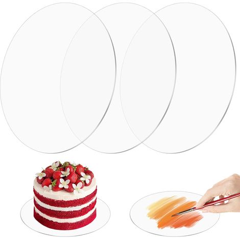 Lot De 3 Sous-Gâteaux Ronds Acryliques, 18 cm pour Gâteau Réutilisables (1/5)