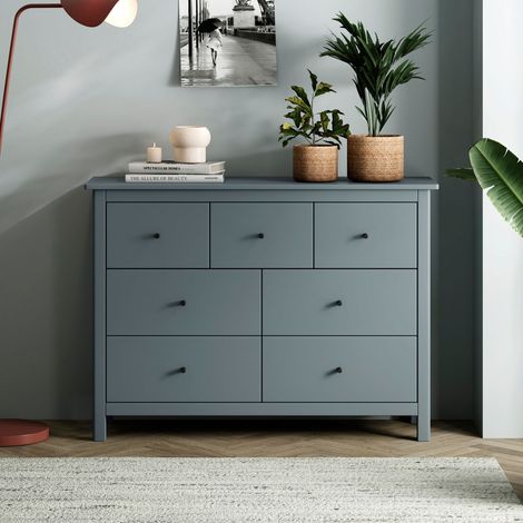 Commode 7 tiroirs 110x40x80 cm vert grisé - ZRATA