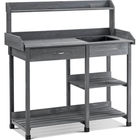 M MCombo Pflanztisch Gärtnertisch Blumentisch mit Waschbecken Ablage Holz 0458EY (1/5)