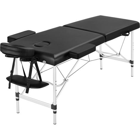Table de Massage Pliante 2 Section Longueur de 213 cm de Lit de Massage Portable Aluminium Housse de Transport pour Thérapie Salon Massage (1/5)