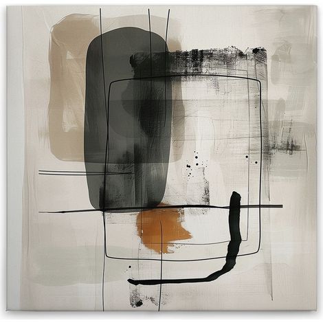 Leinwandbild Abstrakte Kunst Modern M1-No.52138 - Kunstdruck auf Leinwand in Beige Grau - Wandbild 30 x 30 cm (1/5)