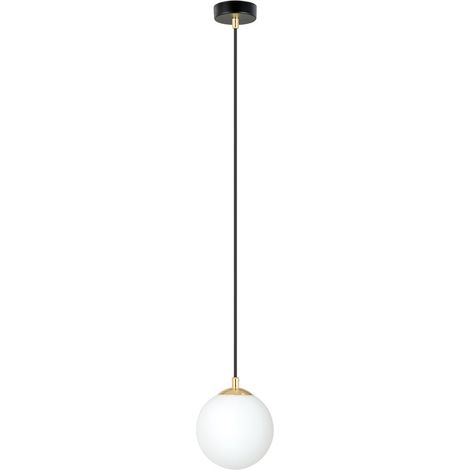 Lampada a Sospensione Royal, Acciaio verniciato a polvere, Vetro, Nero, Oro, Bianco, 14x100x14 cm