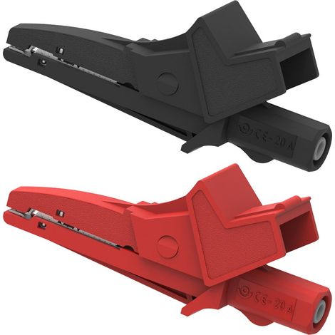 jeu de pinces croco - 4 mm - noir et rouge - 1000v-cat iii et 600v-cat iv - sefram instruments sa110