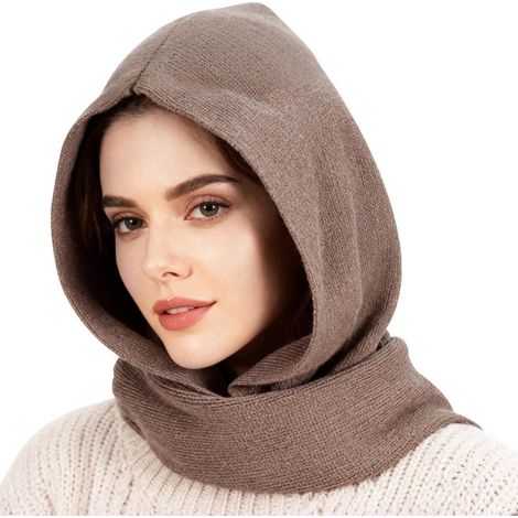 Kapuzenschal 2-in-1 Sturmhaube mit Nackenwärmer, winddicht, warm, Unisex, Braun (1/5)