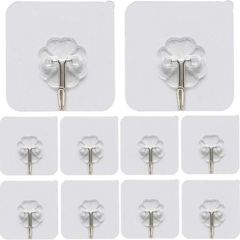 Crochets adhésifs transparents - Lot de 20 - Ultra-résistants - Hydrofuges et oléofuges - Usage universel (1/5)