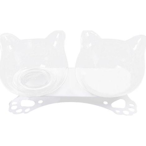 Gamelles doubles pour chien et chat avec support surélevé, distributeur d'eau et de nourriture pour animaux, plateforme inclinée de 15 cm, antidérapant, pour chiots et chatons. (1/5)