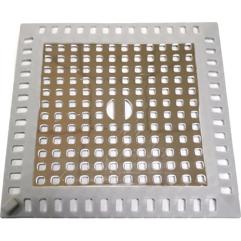Filtre Cheveux Douche Carré 12x12cm Grille en Acier Inoxydable 1pc Argent Filtre de douche 12x12cm carré en acier inoxydable 304 avec bord silicone antidérapant, bloque cheveux et autres débris. (1/5)