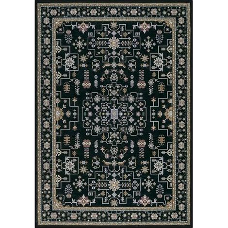Tapis vintage bohème 140x200 cm – Tapis de salon noir antidérapant et anti-salissure – Décoration intérieure pour cuisine, salle à manger, bureau et chambre (1/5)