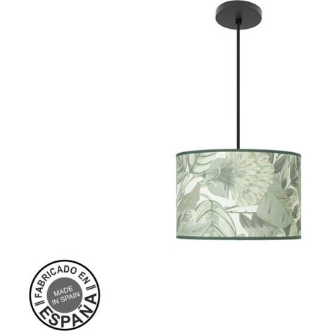 Colgante moda 1xe27 negro/hoja verde regx30x30cm