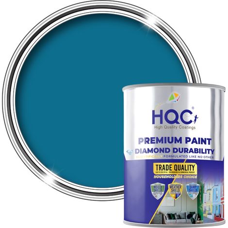 HQC Masonry Paint - Weatherproof & Long-lasting Protection For All Exterior Walls - Marina Blue - 1L