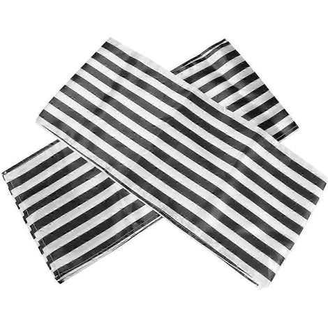 Nappe rayée en polyester pour dîner (noir et blanc, lot de 2) (1/5)