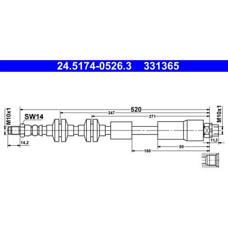 Flexible de frein ATE 24.5174-0526.3 BMW 34 30 6 771 720 34 30 6 790 550