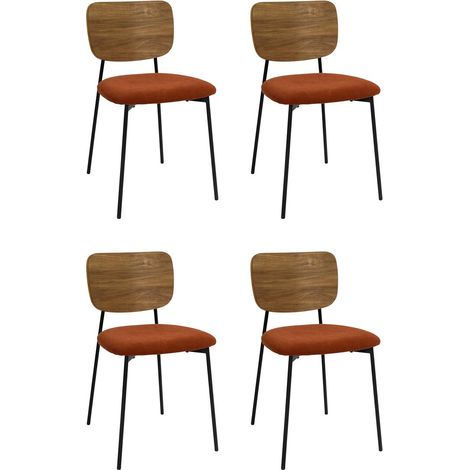 Lot de 4 Chaises Côtelées Bois "Jules" 77cm Terracotta (1/5)