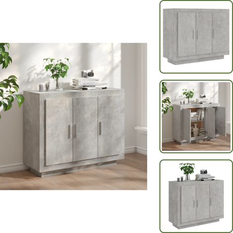 Sideboard Betongrau 92x35x75 cm Holzwerkstoff - Schreibtisch - Regal - Wohnzimmermöbel - Sideboard - Holzmöbel (1/5)