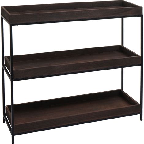 [NEUWERTIG] Regal HHG-874, Standregal Pflanzregal Bücherregal, Holz Metall 3 Ablagen 90x100x35cm dunkelbraun