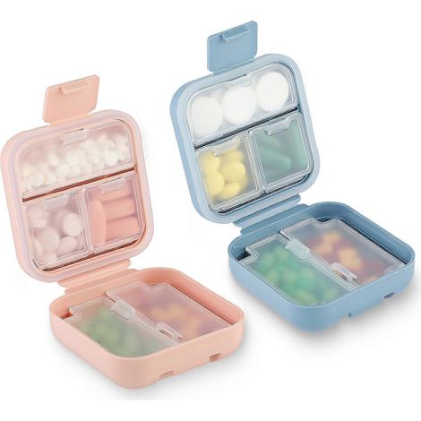 Lot de 2 piluliers de voyage portables, petit pilulier étanche à l'humidité avec 5 compartiments