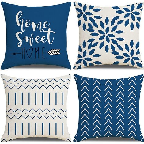Lot de 4 Taies de Coussin Décoratives en Lin pour Canapé, Housses d'Oreiller 40x40 cm, Coussin de Siège pour Salon, Chambre, Chaise, Lit et Jardin, Extérieur et Intérieur (1/5)